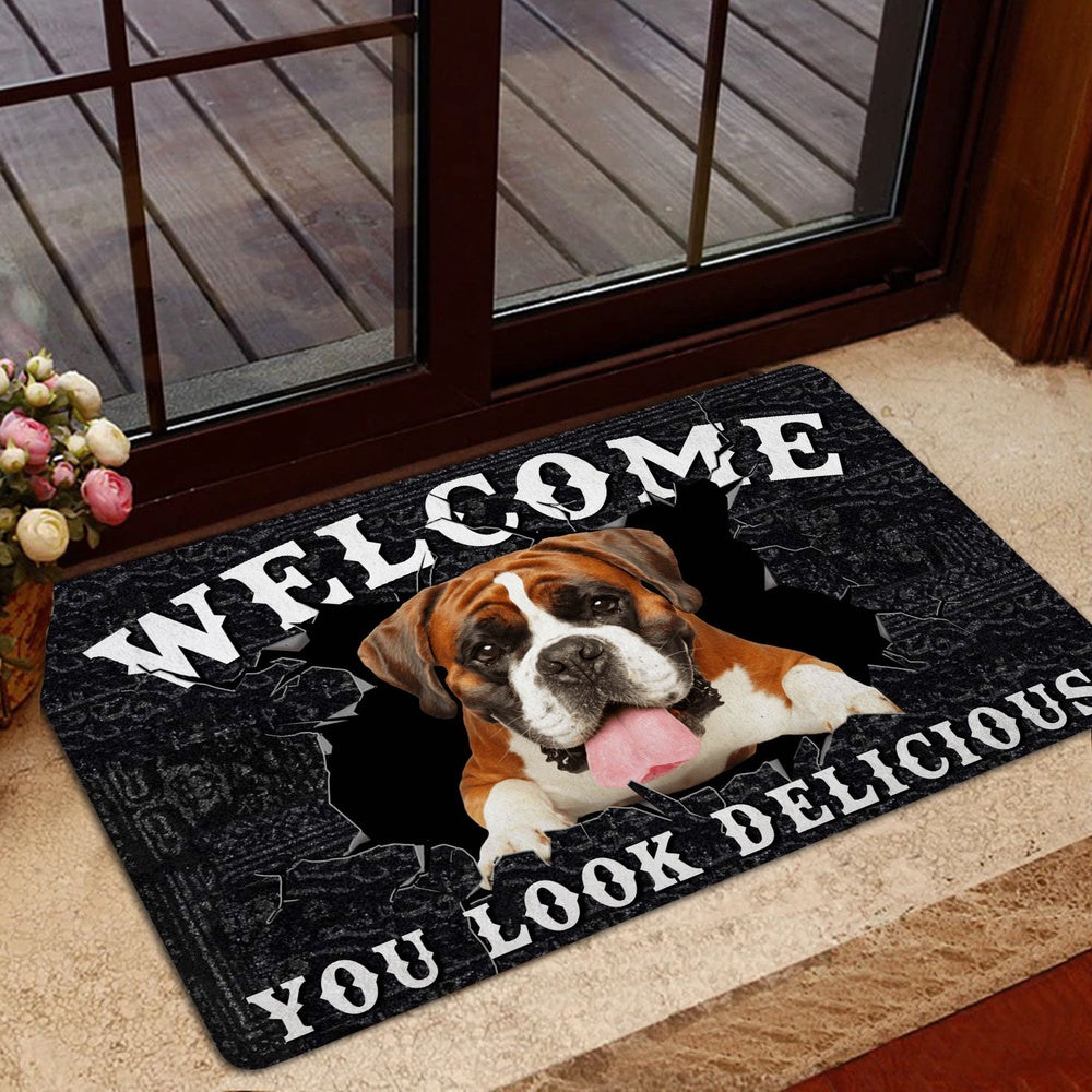 English Bulldog Welcome Doormat, Funny English Bulldog Welcome You Look Delicious Dog Lover Gift Welcome Doormat, Pets Home Decor Door Mat