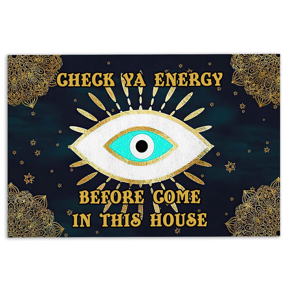 Evil eye Welcome Doormat, Greek Mati Mataki Evil Turkish Eye check ya energy mandala Welcome Doormat, Indoor Outdoor Doormat Home Decor