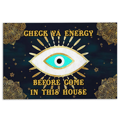 Evil eye Welcome Doormat, Greek Mati Mataki Evil Turkish Eye check ya energy mandala Welcome Doormat, Indoor Outdoor Doormat Home Decor