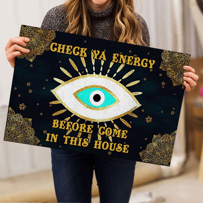 Evil eye Welcome Doormat, Greek Mati Mataki Evil Turkish Eye check ya energy mandala Welcome Doormat, Indoor Outdoor Doormat Home Decor