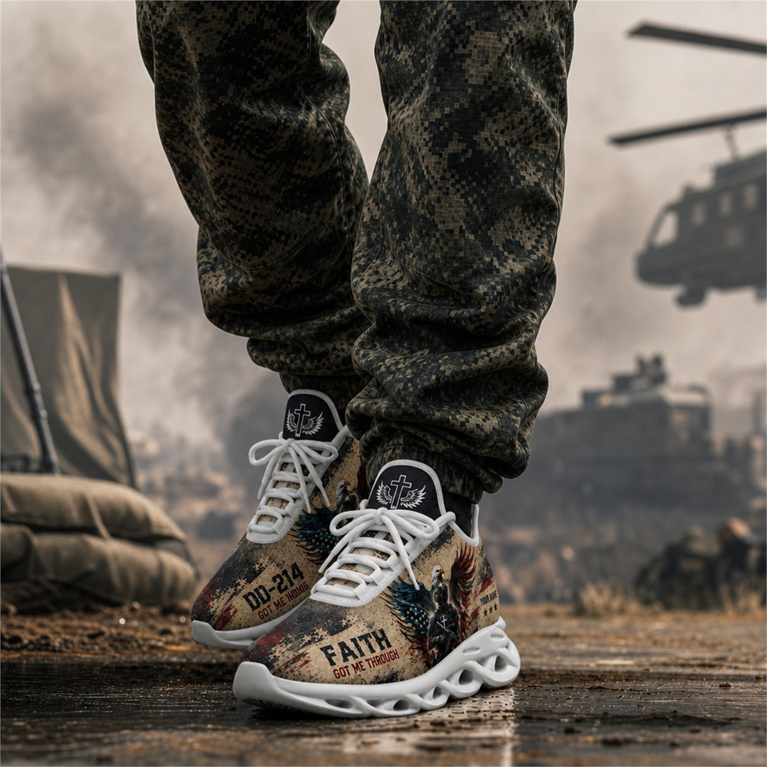 Custom Name Faith Eagle Veteran Max Soul Shoes, Veteran Sneaker