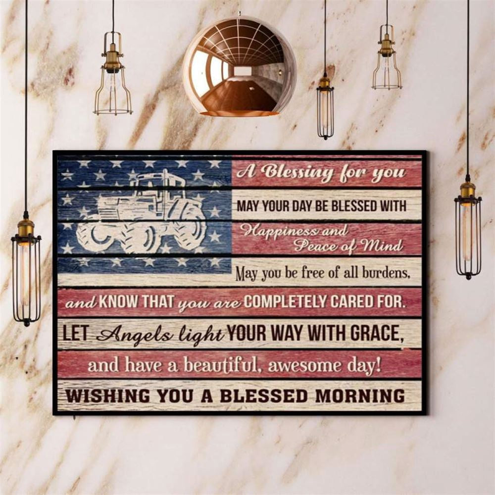 Farm A Blessing For You Happiness &Amp Peace Of Mind American Flag Canvas, Farm Canvas, Farm Gift, Farm Home Decor