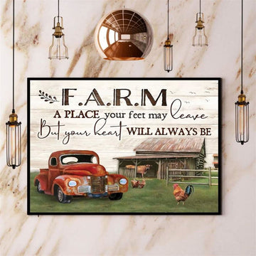 Farm A Place Your Feet May Leave Your Heart Will Always Be Canvas, Farm Canvas, Farm Gift, Farm Home Decor