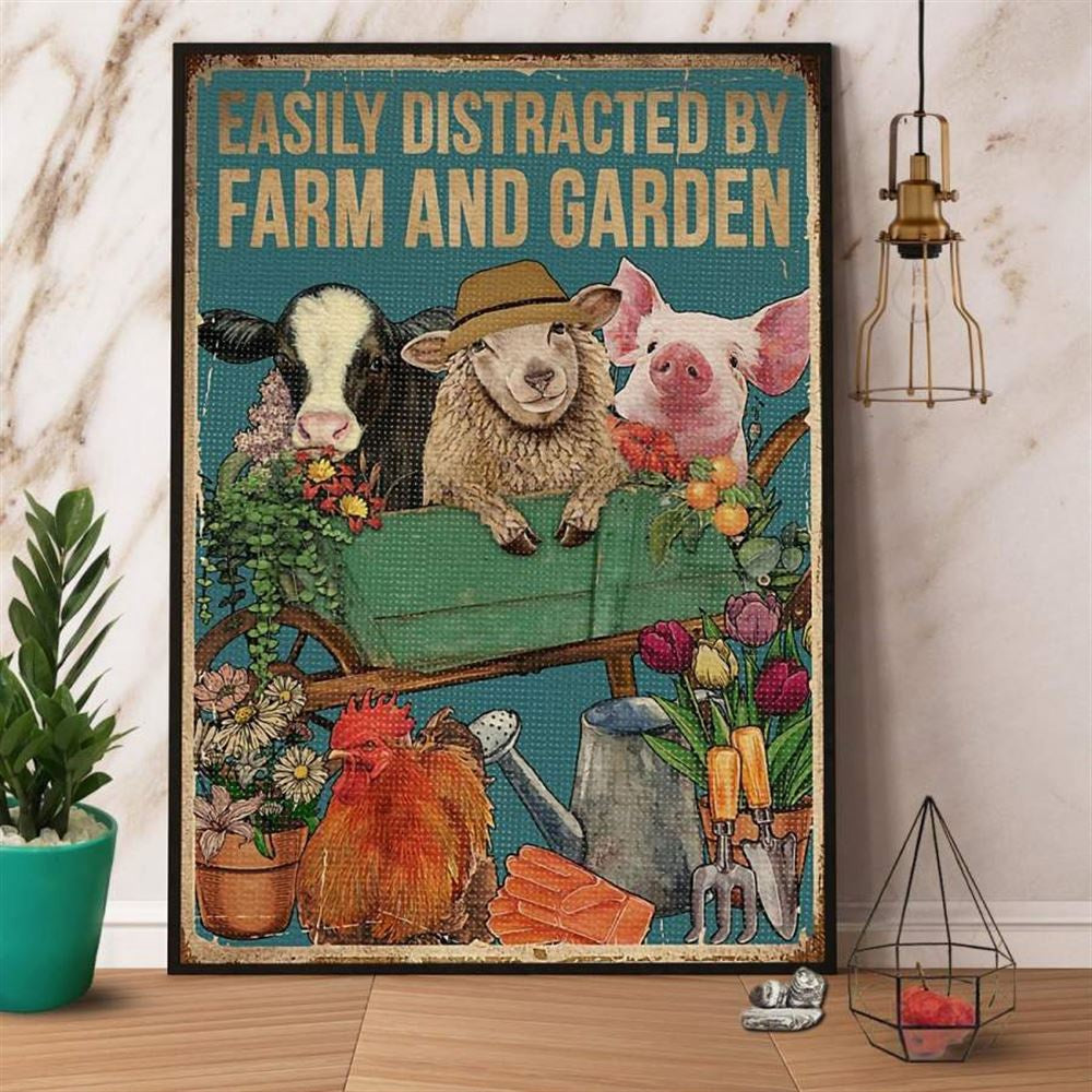 Farm And Garden Easily Distracted By Farm And Garden Canvas, Farm Canvas, Farm Art Decor