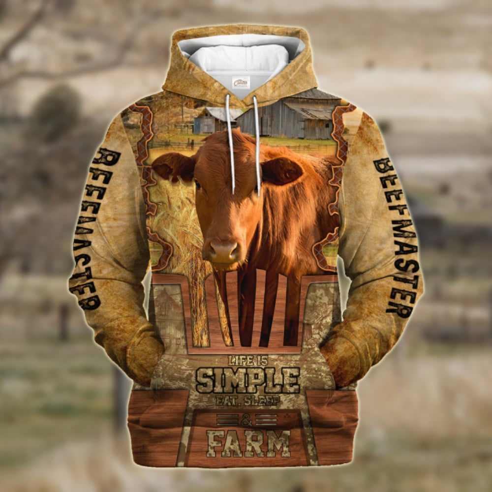Farm Beefmaster Life Is Simple A Farm Hoodie, Farmer Hoodie, Farm Themed Shirts, Farm Tee Shirts