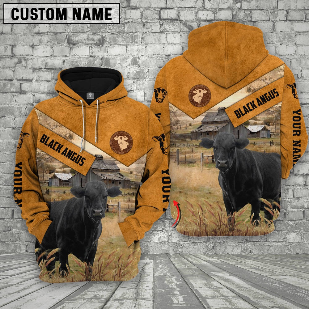 Farm Black Angus Custom Name Printed Shirts, Farmer Hoodie, Custom Farm Shirts, Farmer T Shirt