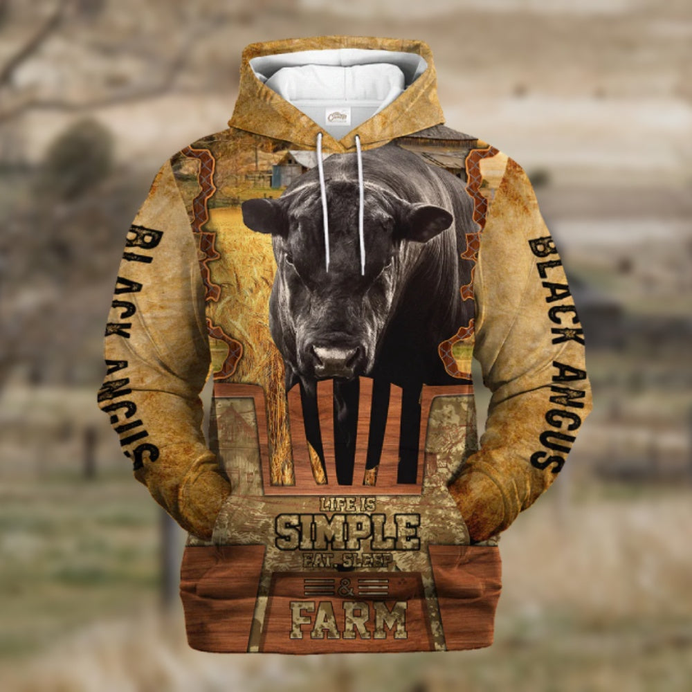 Farm Black Angus Life Is Simple A Farm Hoodie, Farmer Hoodie, Farm Themed Shirts, Farm Tee Shirts