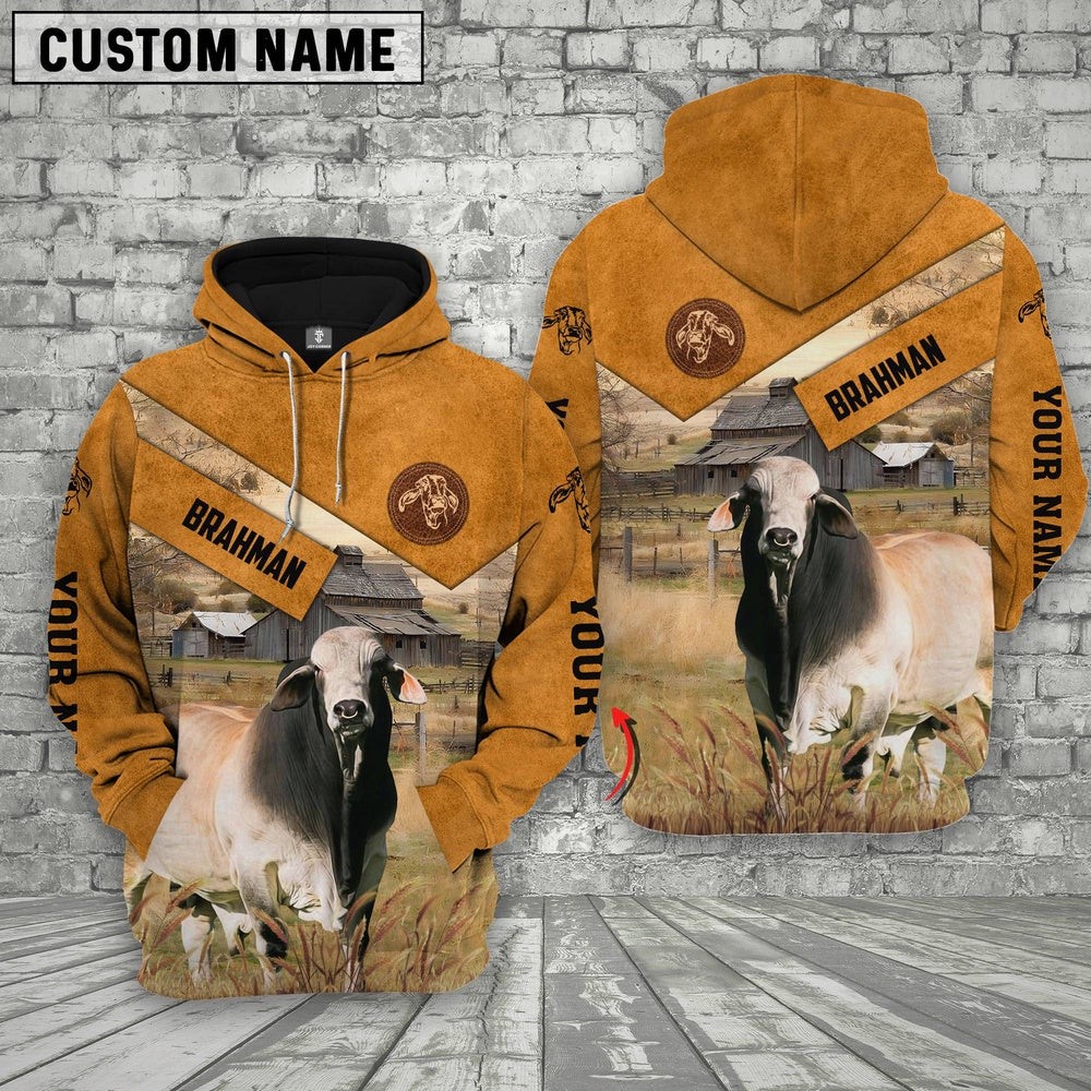 Farm Brahman Cattle Custom Name Printed Shirts, Farmer Hoodie, Custom Farm Shirts, Farmer T Shirt