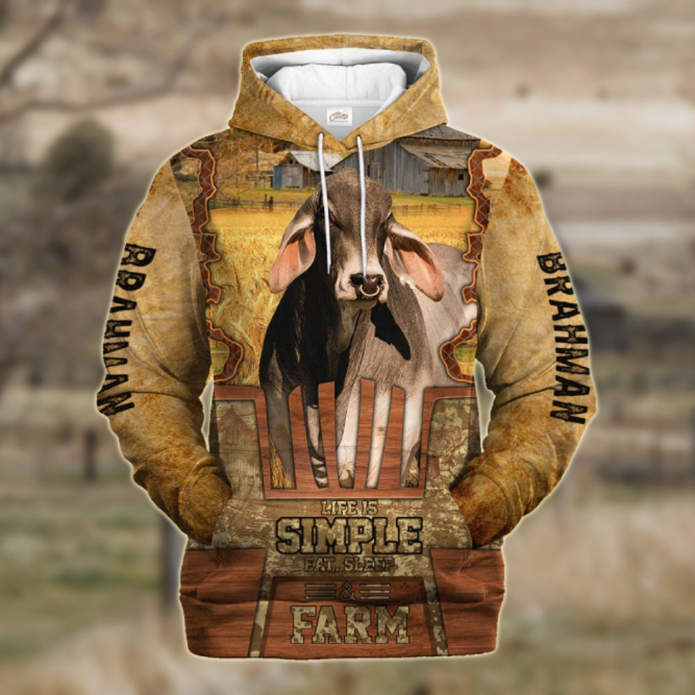 Farm Brahman Life Is Simple A Farm Hoodie, Farmer Hoodie, Farm Themed Shirts, Farm Tee Shirts
