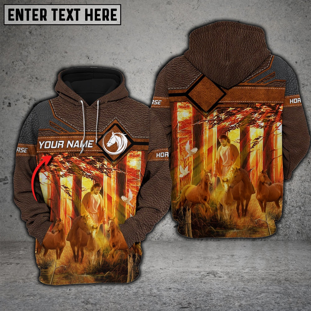 Farm Brown Horse Walking God America Custom Name 3D Shirts, Farmer Hoodie, Custom Farm Shirts, Farmer T Shirt