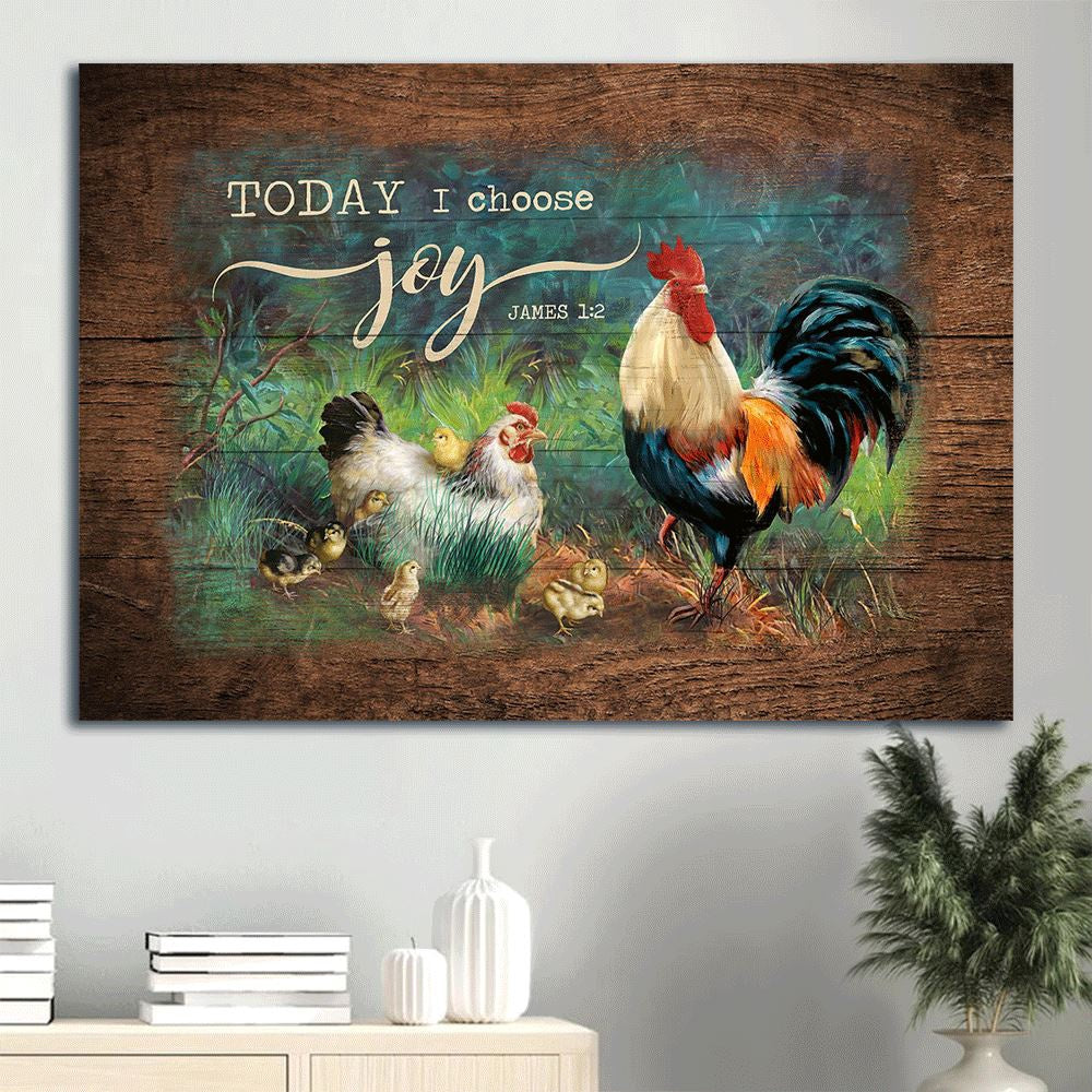 Farm Canvas, Adorable Chick, Couple Chicken Drawing Landscape Canvas, Farmhouse Canvas, Farm Gift, Farm Home Decor