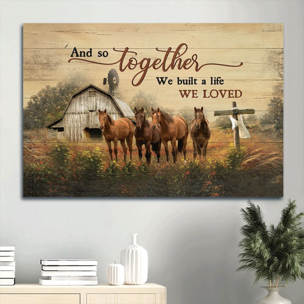 Farm Canvas, Amazing Horse, The Cross, Old Barn Landscape Canvas, Farmhouse Canvas, Farm Gift, Farm Home Decor