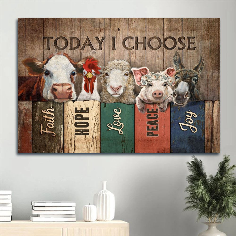 Farm Canvas, Animal Farm, Cute Animal Picture Landscape Canvas, Farmhouse Canvas, Farm Gift, Farm Home Decor