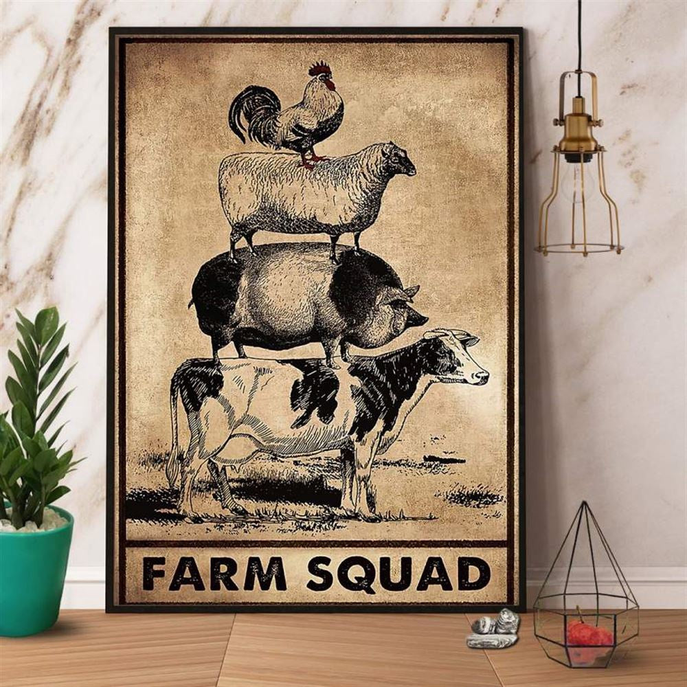 Farm Canvas, Animals Farm Squad Canvas, Farm Wall Art, Farm Art Decor