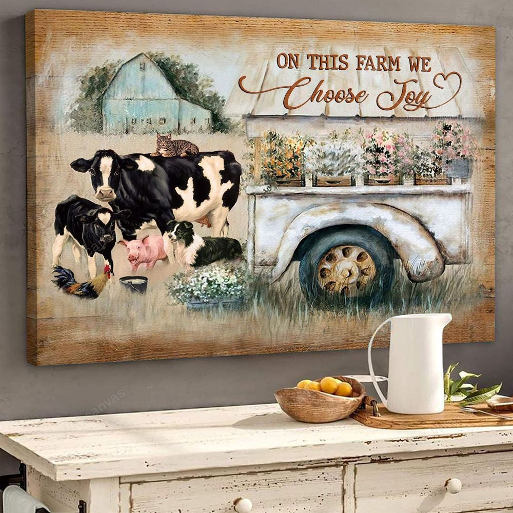 Farm Canvas, Animals, Flower Car, Peaceful Life Landscape Canvas, Farmhouse Canvas, Farm Gift, Farm Home Decor