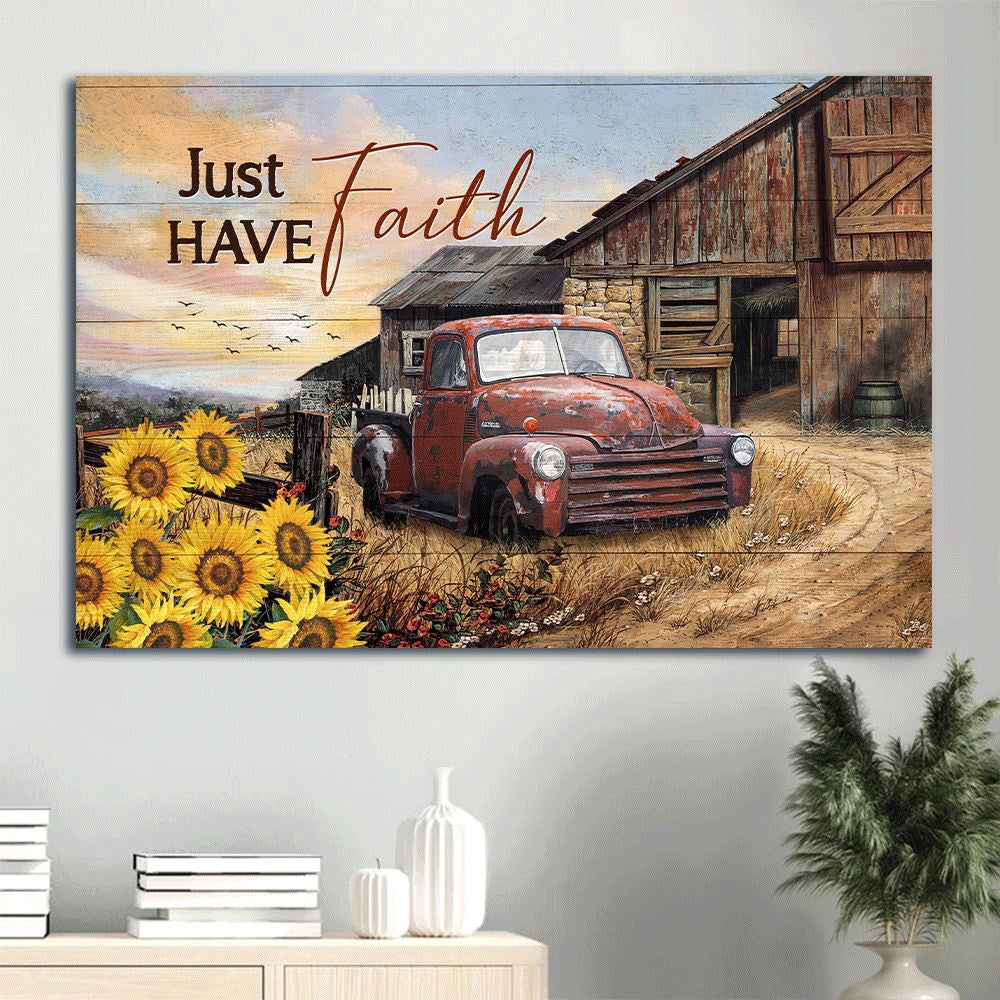 Farm Canvas, Antique Ladybug Car, Old Farm, Sunflower Garden Landscape Canvas, Farmhouse Canvas, Farm Gift, Farm Home Decor