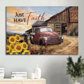 Farm Canvas, Antique Ladybug Car, Old Farm, Sunflower Garden Landscape Canvas, Farmhouse Canvas, Farm Gift, Farm Home Decor