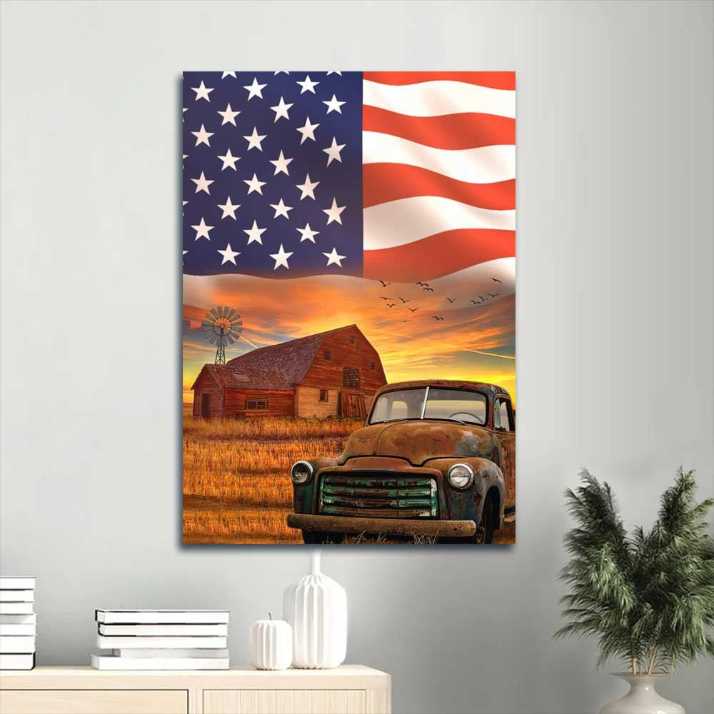 Farm Canvas, Antique Ladybug Car, Rice Field, Big Us Flag, Old Barn Portrait Canvas, Farm Wall Art, Farm Art Decor