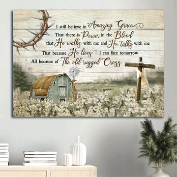 Farm Canvas, Barn Painting, Flower Field Painting, Wooden Cross Landscape Canvas, Farmhouse Canvas, Farm Gift, Farm Home Decor
