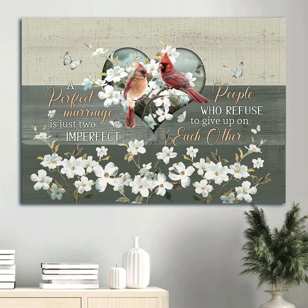 Farm Canvas, Beautiful Cardinals, Cardinal Couple, White Flower Landscape Canvas, Farmhouse Canvas, Farm Gift, Farm Home Decor