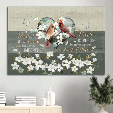 Farm Canvas, Beautiful Cardinals, Cardinal Couple, White Flower Landscape Canvas, Farmhouse Canvas, Farm Gift, Farm Home Decor