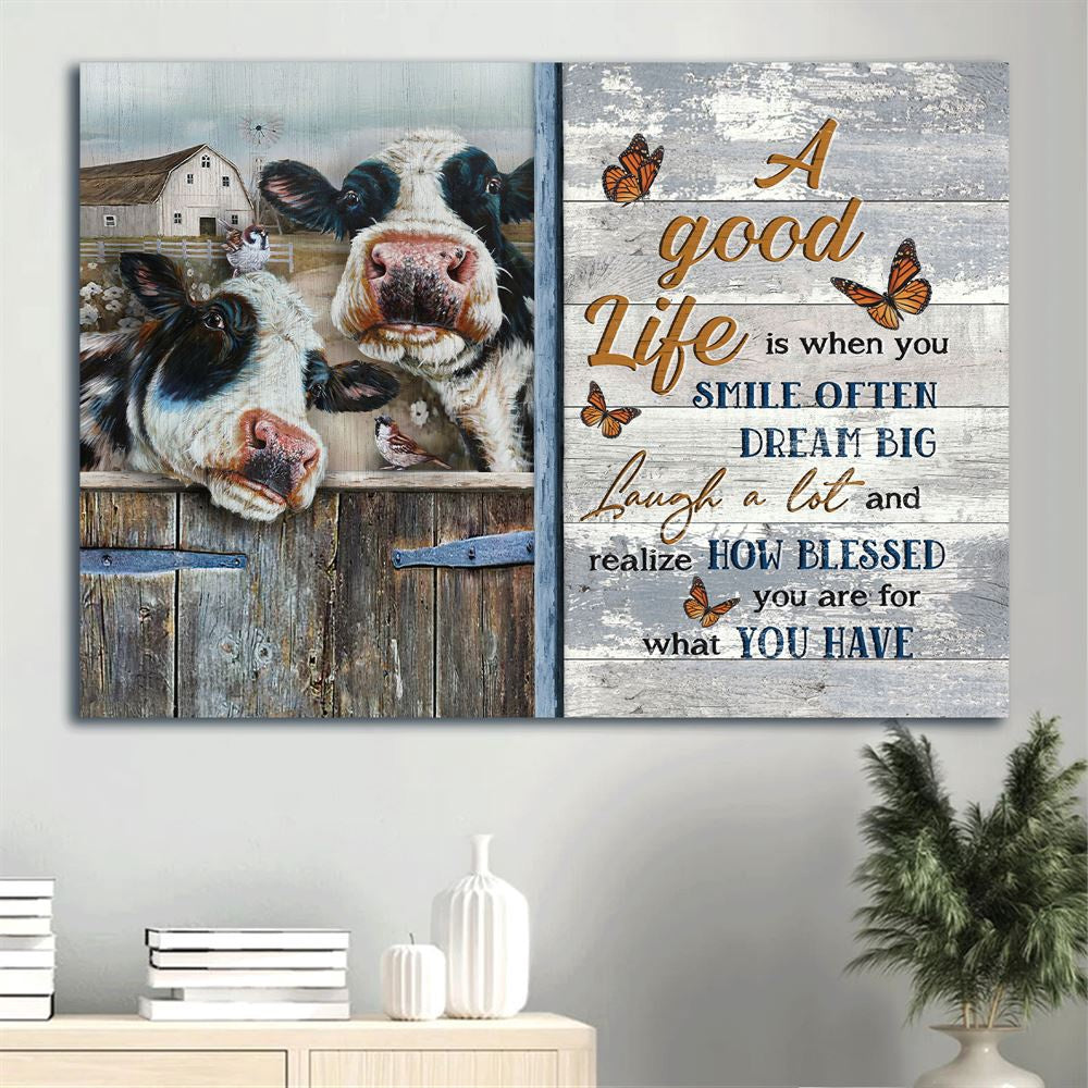 Farm Canvas, Beautiful Dairy Cow, Old Gift For Christian Canvas, Farmhouse Canvas, Farm Gift, Farm Home Decor