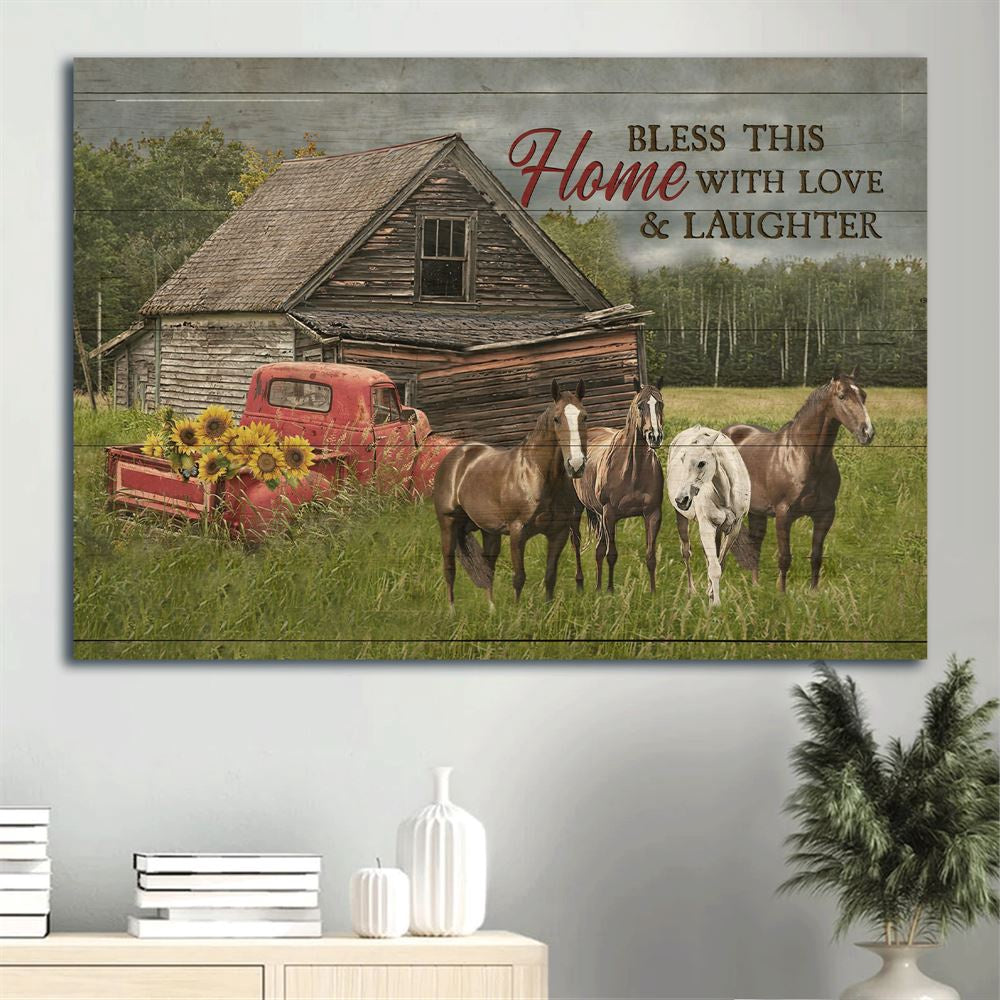 Farm Canvas, Beautiful Horse, Meadow Land, Ladybug Car Canvas, Farmhouse Canvas, Farm Gift, Farm Home Decor