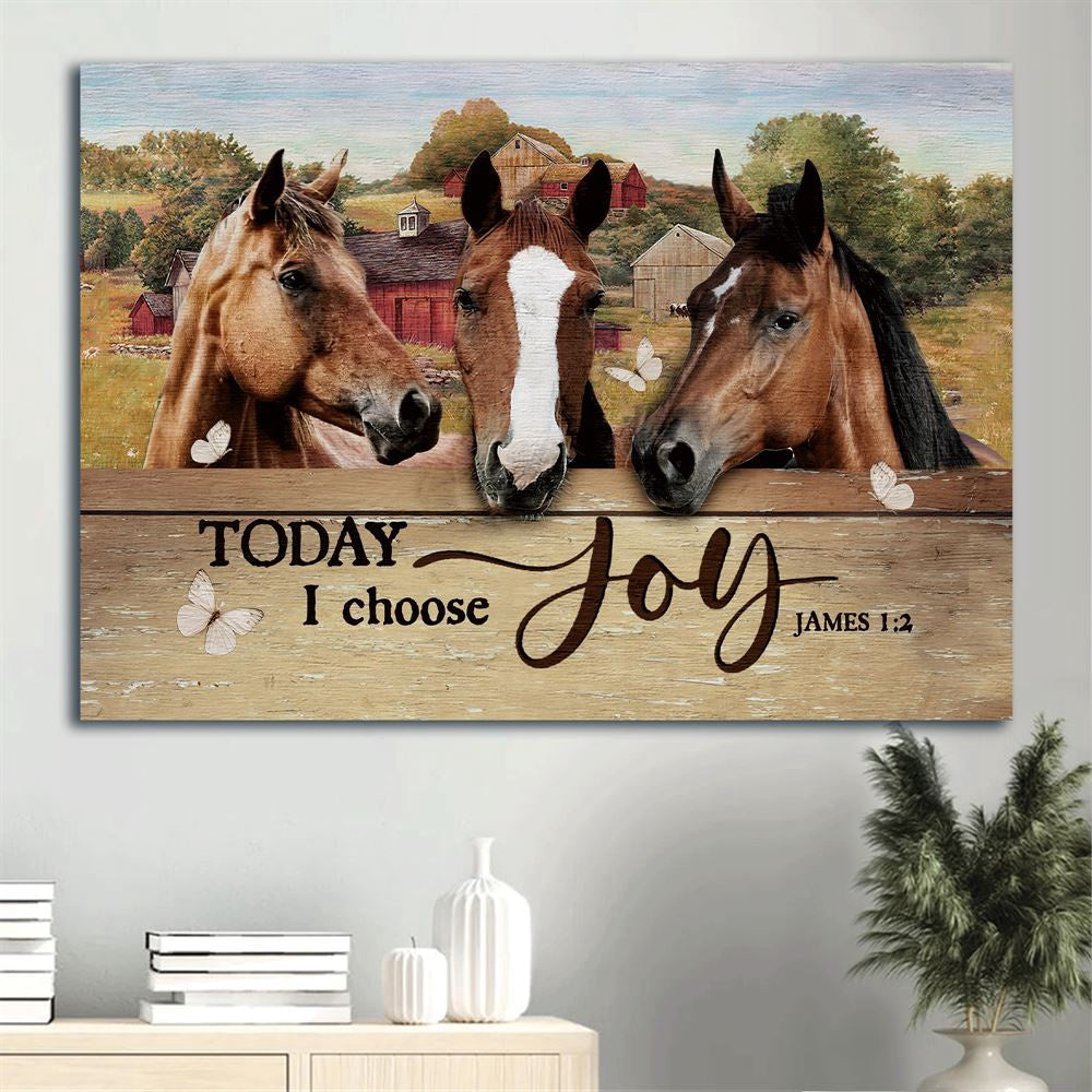 Farm Canvas, Beautiful Horse Painting, Farm Drawing, Red House Canvas, Farmhouse Canvas, Farm Gift, Farm Home Decor