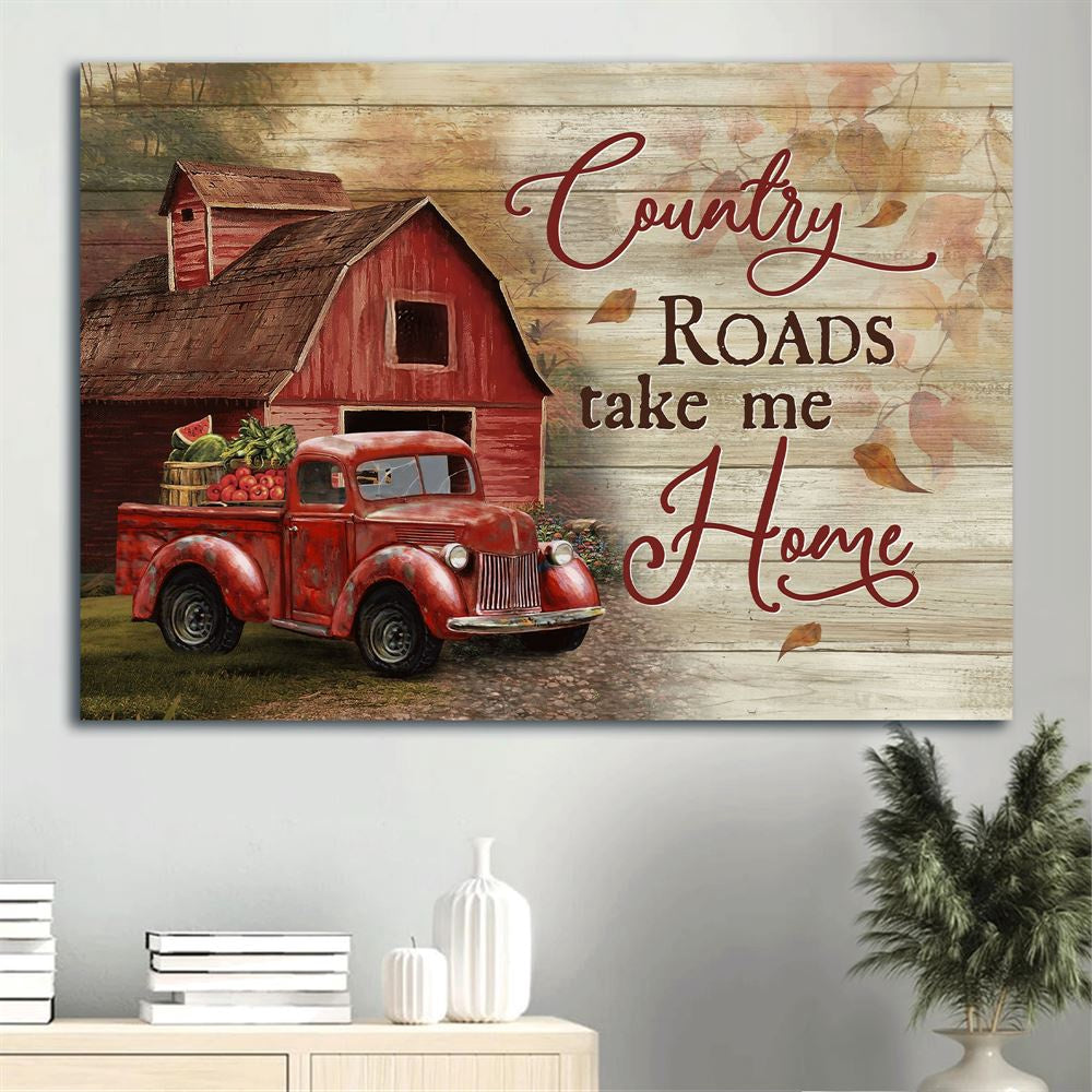 Farm Canvas, Big House, Red Ladybug Car, Peace Gift For Christian Canvas, Farmhouse Canvas, Farm Gift, Farm Home Decor