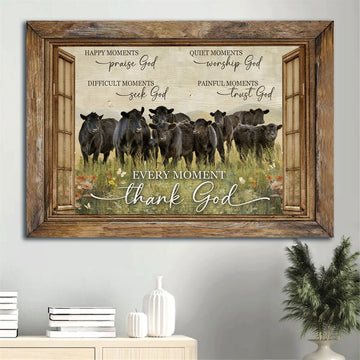 Farm Canvas, Black Angus, Window Frame, Flower Field, White Butterfly Canvas, Farmhouse Canvas, Farm Gift, Farm Home Decor