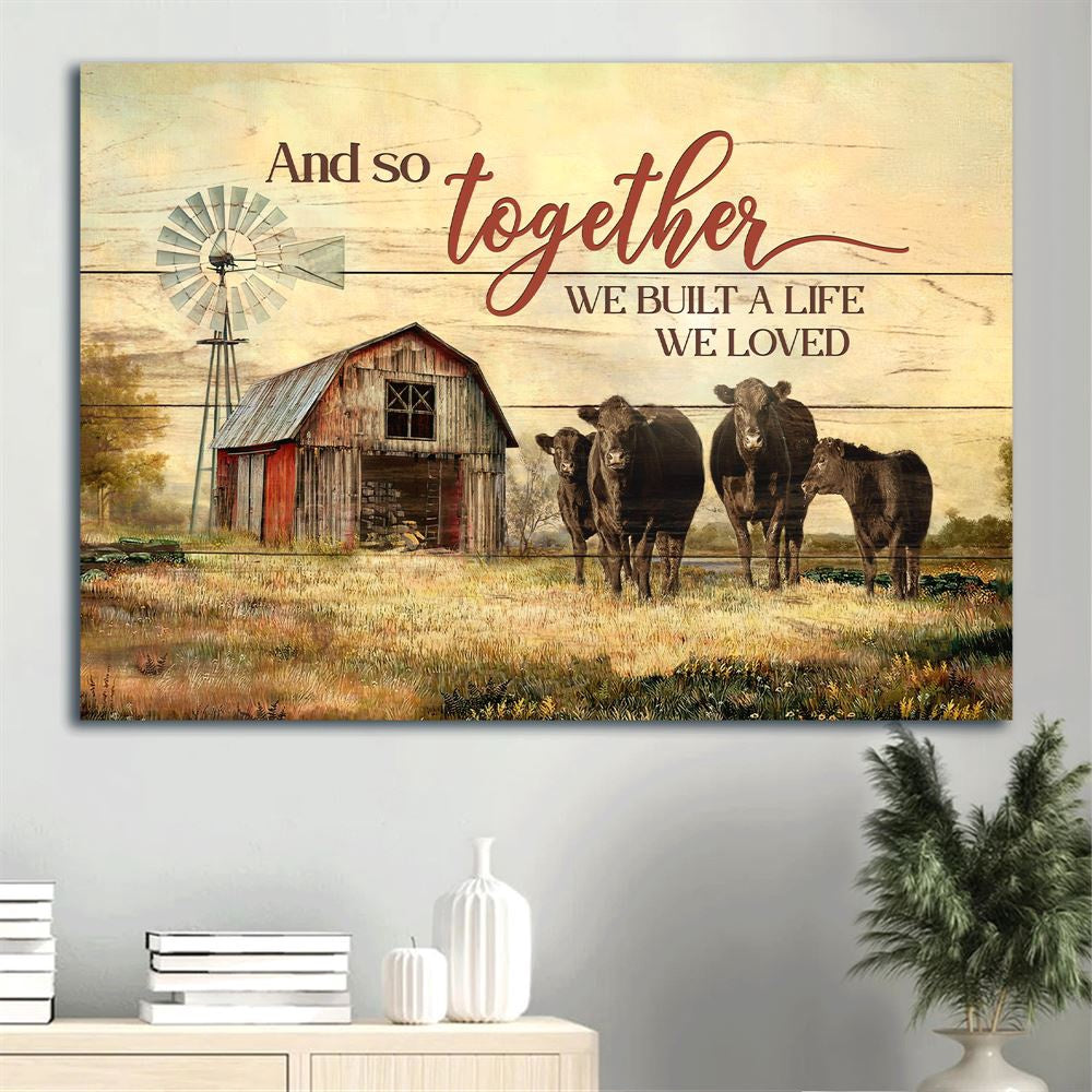 Farm Canvas, Black Cow, Beautiful Sunset, Old Farm Canvas, Farmhouse Canvas, Farm Gift, Farm Home Decor