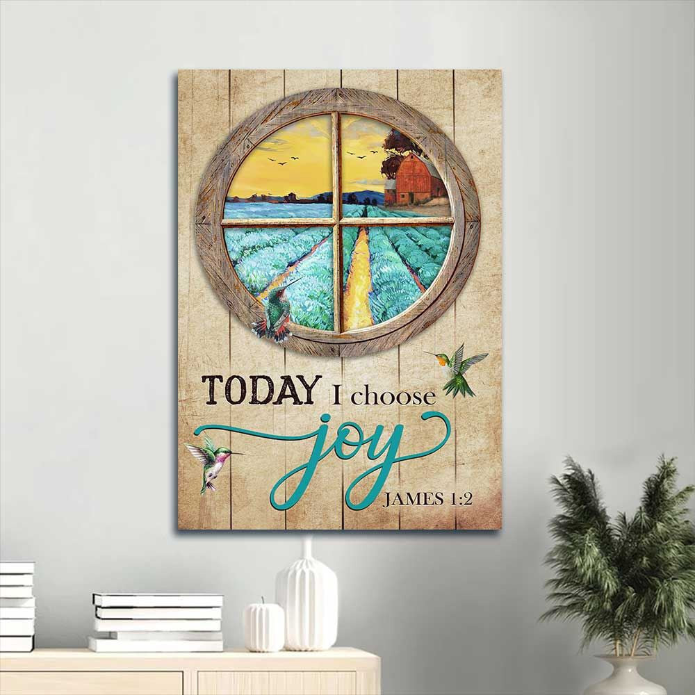 Farm Canvas, Blue Flower Farm, Vineyard, Circle Window, Hummingbird Portrait Canvas, Today I Choose Joy Portrait Canvas