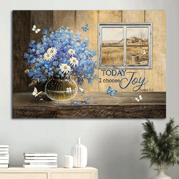 Farm Canvas, Blue Small Flowers, White Daisy, Farm View Canvas, Farmhouse Canvas, Farm Gift, Farm Home Decor