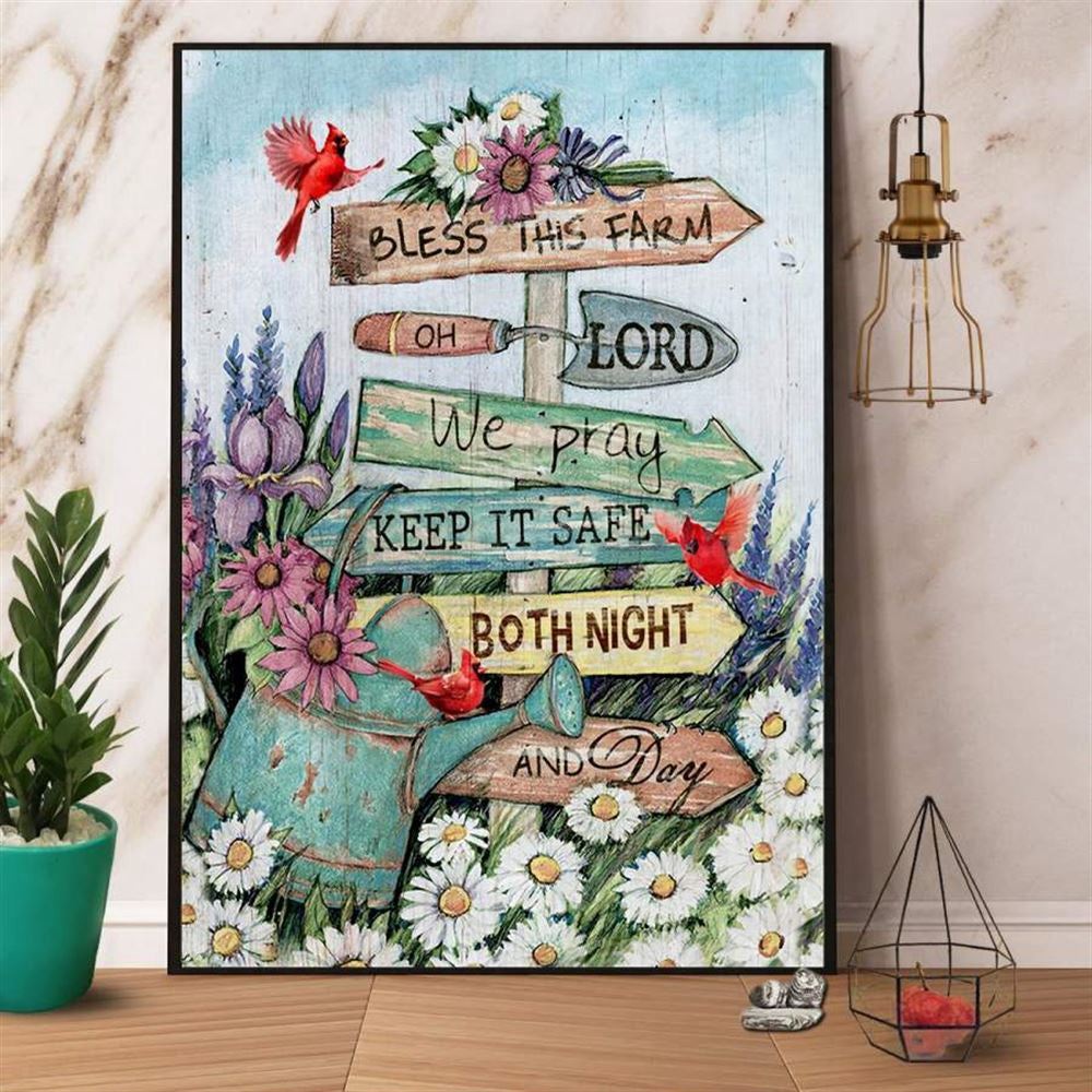 Farm Canvas, Cardinal Gardening Bless This Farm Gardening Lover Daisy Canvas, Farm Wall Art, Farm Art Decor