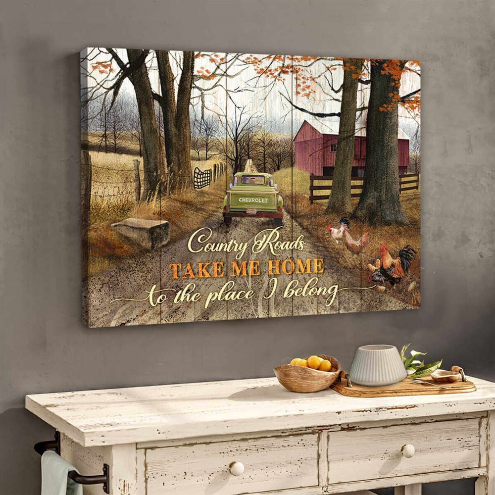 Farm Canvas Country Roads Motivation Canvas, Farmhouse Canvas, Farm Gift, Farm Home Decor