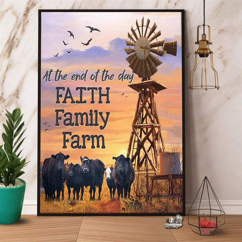 Farm Canvas, Cow At The End Of The Day Faith Family Farm Canvas, Farm Wall Art, Farm Art Decor