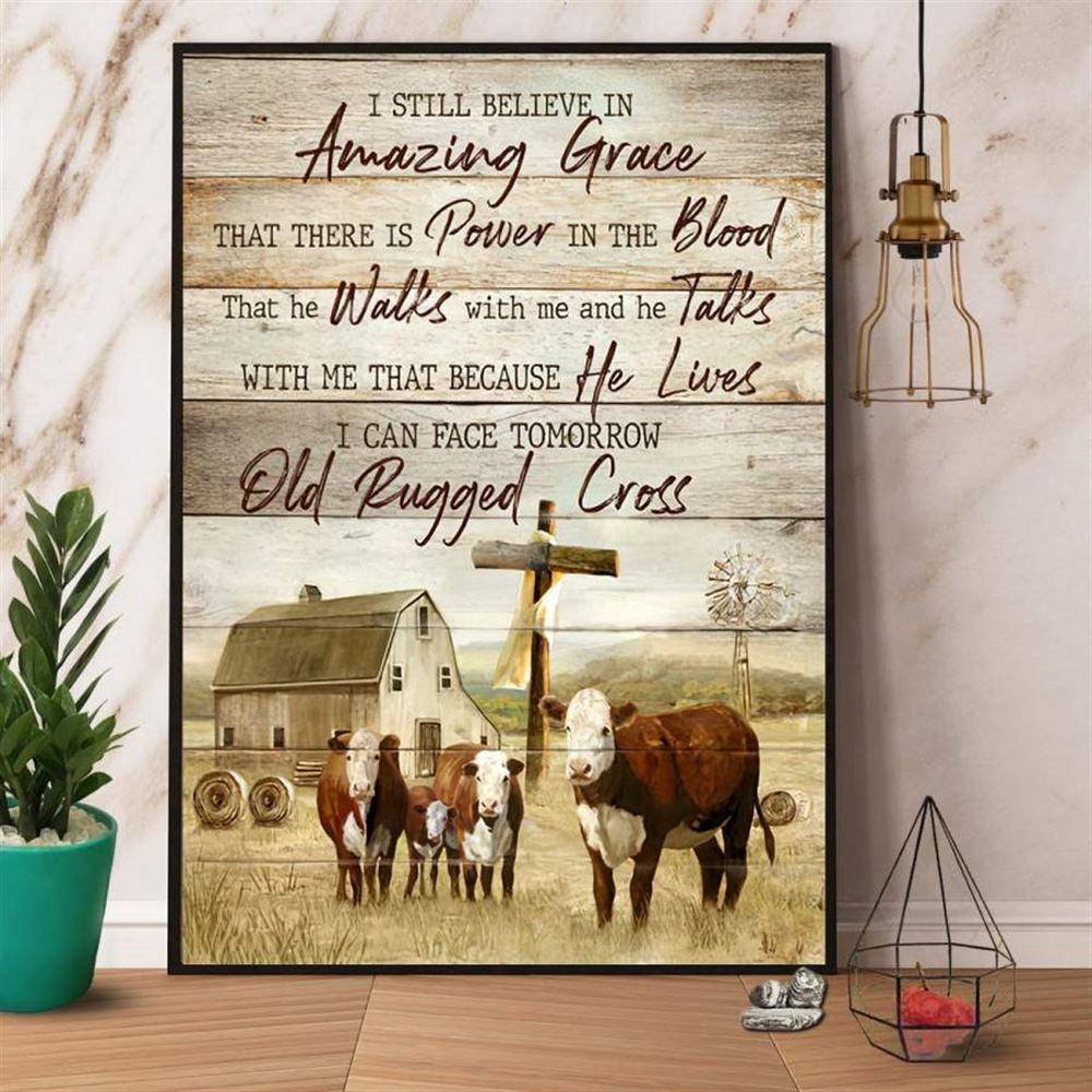 Farm Canvas, Cow I Still Believe In Amazing Grace Farming Canvas, Farm Wall Art, Farm Art Decor