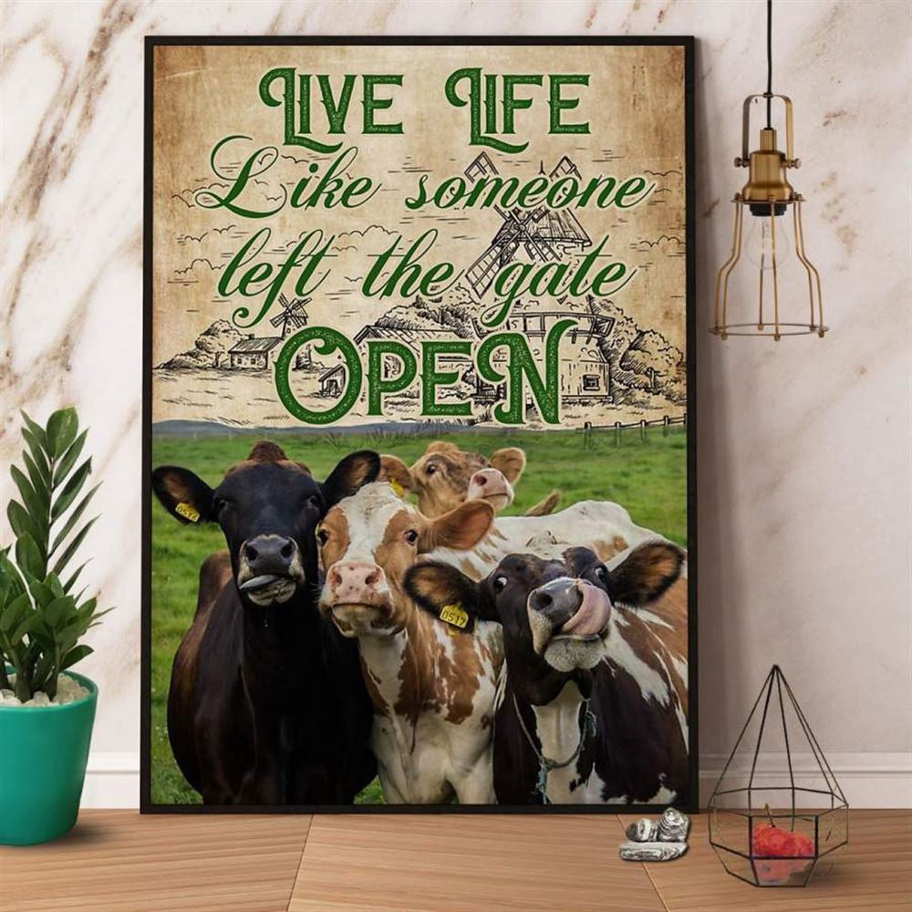 Farm Canvas, Cow Live Life Like Someone Farm Canvas, Farm Wall Art, Farm Art Decor
