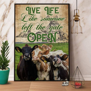 Farm Canvas, Cow Live Life Like Someone Farm Canvas, Farm Wall Art, Farm Art Decor