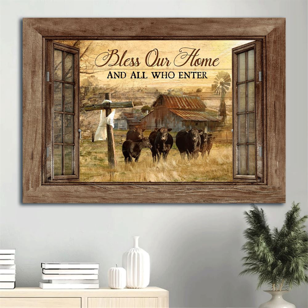 Farm Canvas, Cow, Tranquil Farm, Wooden Cross Canvas, Farmhouse Canvas, Farm Gift, Farm Home Decor