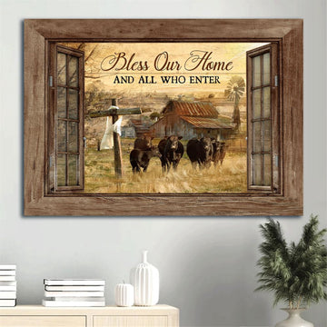 Farm Canvas, Cow, Tranquil Farm, Wooden Cross Canvas, Farmhouse Canvas, Farm Gift, Farm Home Decor
