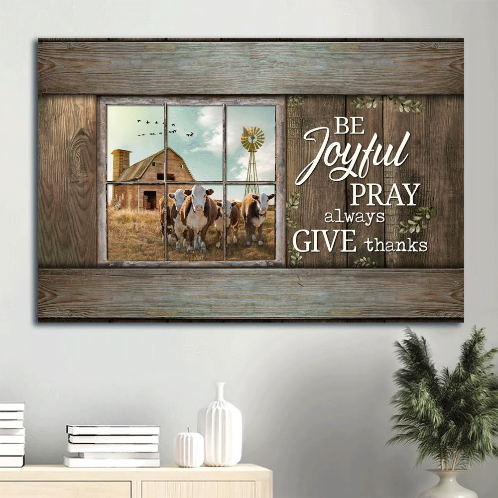 Farm Canvas, Dairy Cow, Blue Sky, Vintage Window, Old Farm Canvas, Farmhouse Canvas, Farm Gift, Farm Home Decor