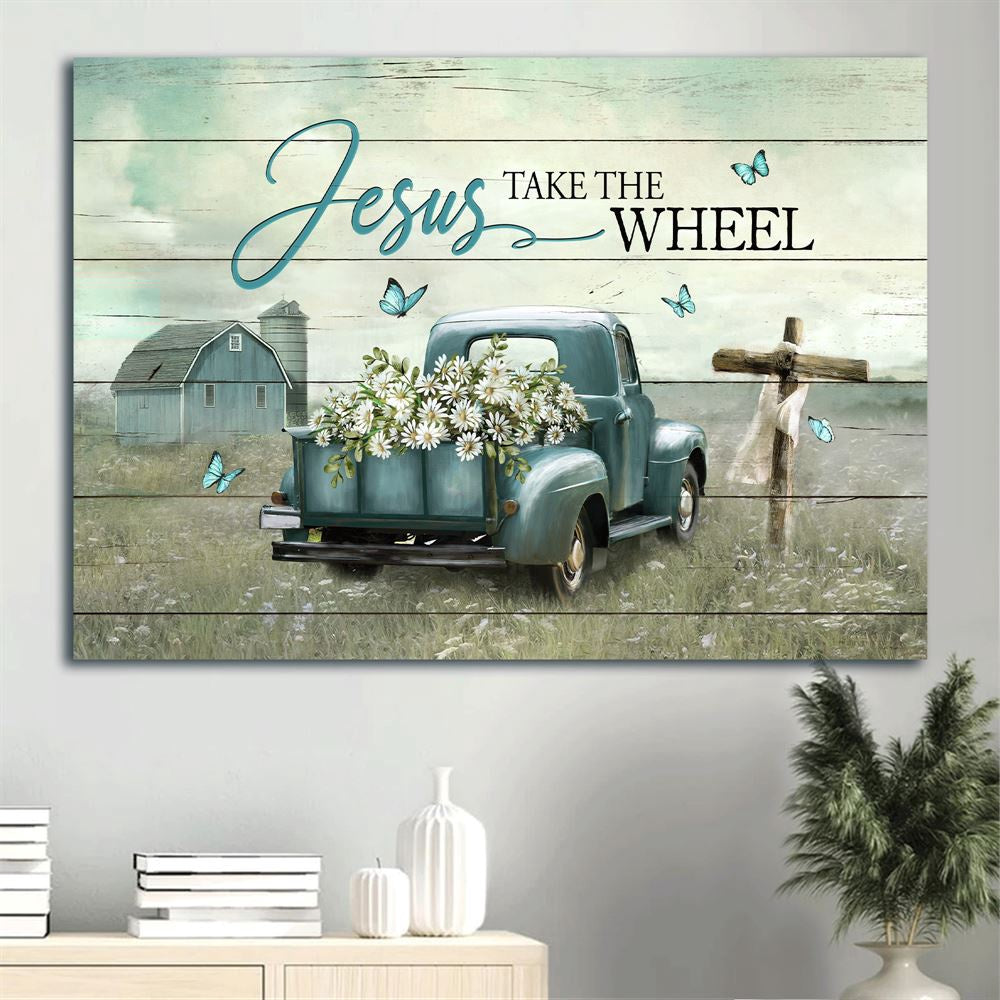 Farm Canvas, Daisy Field, Ladybug Car, Vintage Painting, Wooden Cross, Blue Butterfly Canvas, Farmhouse Canvas, Farm Gift, Farm Home Decor