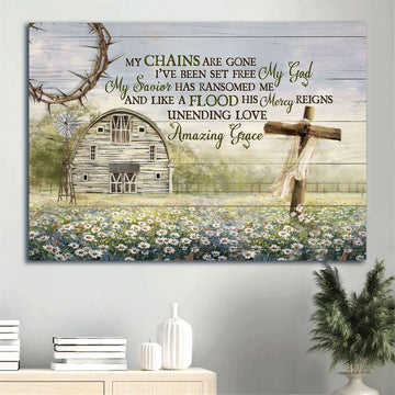 Farm Canvas, Daisy Field, Wooden Cross, Tranquil Farm, Windmill Canvas, Farmhouse Canvas, Farm Gift, Farm Home Decor