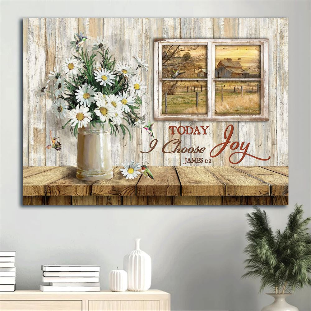 Farm Canvas, Daisy Vase, Window Frame, Farmhouse, Meadow Land Canvas, Farmhouse Canvas, Farm Gift, Farm Home Decor