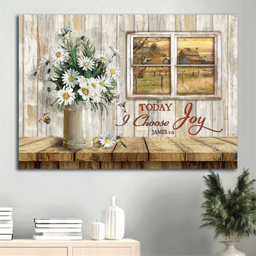 Farm Canvas, Daisy Vase, Window Frame, Farmhouse, Meadow Land Canvas, Farmhouse Canvas, Farm Gift, Farm Home Decor