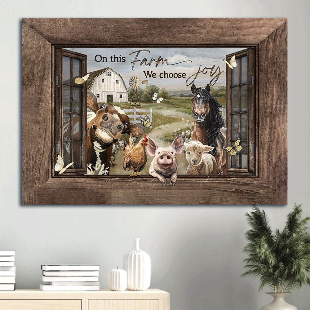 Farm Canvas, Farm Animal, Farm Life, Happy Farm, White Butterfly Canvas, Farmhouse Canvas, Farm Gift, Farm Home Decor