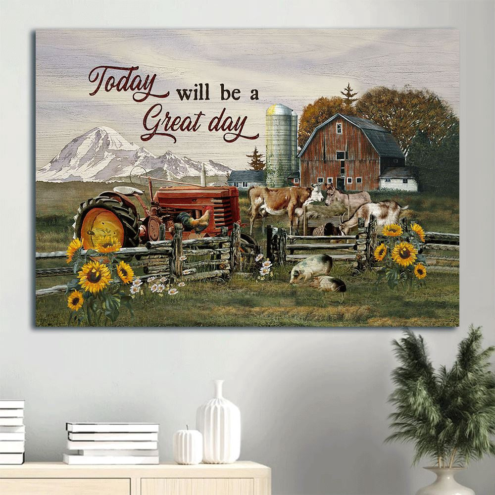 Farm Canvas, Farm Animals, Farmhouse, Sunflower Painting Canvas, Farmhouse Canvas, Farm Gift, Farm Home Decor