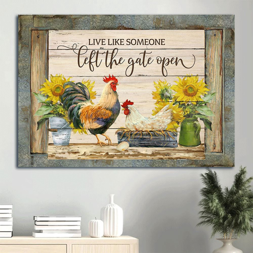 Farm Canvas, Farm, Chicken Couple, Sunflower Canvas, Farmhouse Canvas, Farm Gift, Farm Home Decor