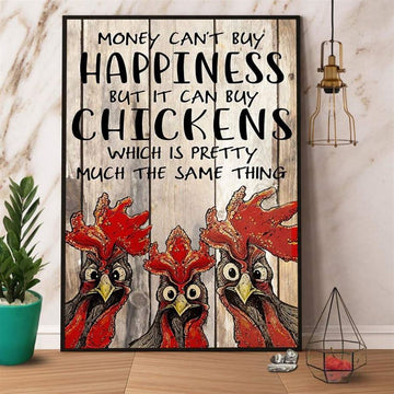 Farm Canvas, Farm Chicken Money Can't Buy Happiness Wooden Canvas, Farm Wall Art, Farm Art Decor